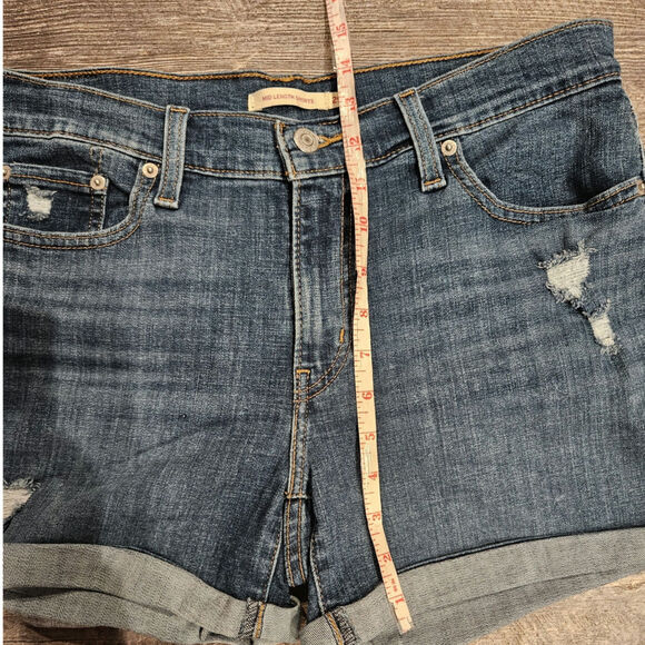 Levis mid length stretchy shorts 29 cotton viscose cuffed womens size 8 - Picture 3 of 5